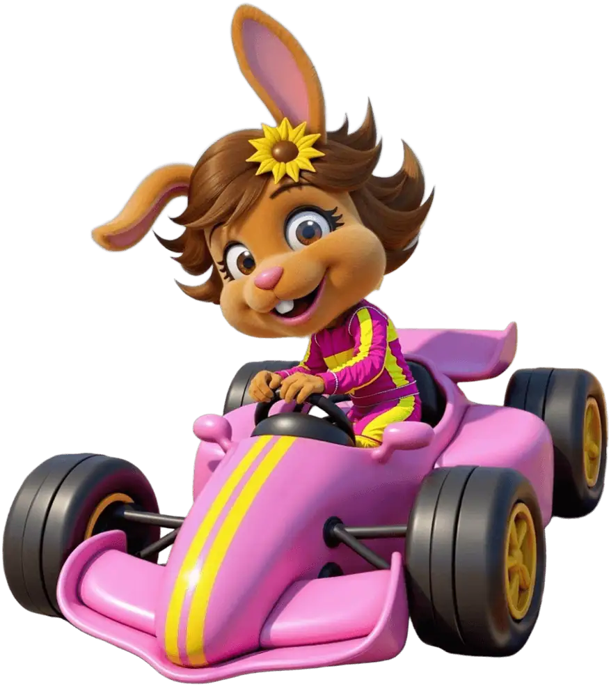 Bella driving a go-cart