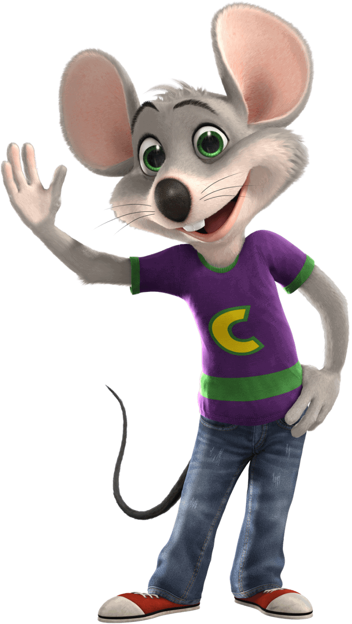 Chuck E Cheese waving hello