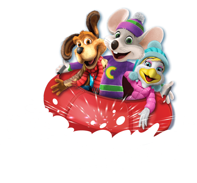 Chuck E. Cheese y sus amigos en la rampa de nieve