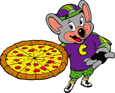 History Chuck holding pizza