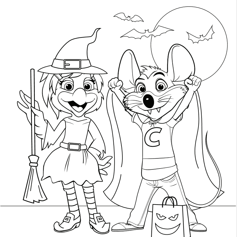 Halloween Chuck E. Cheese coloring page