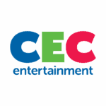 CEC Entertainment logo with CEC in blue, green, red; "entertainment" below; linked to Chuck E. Cheese kids birthday parties and arcade games.