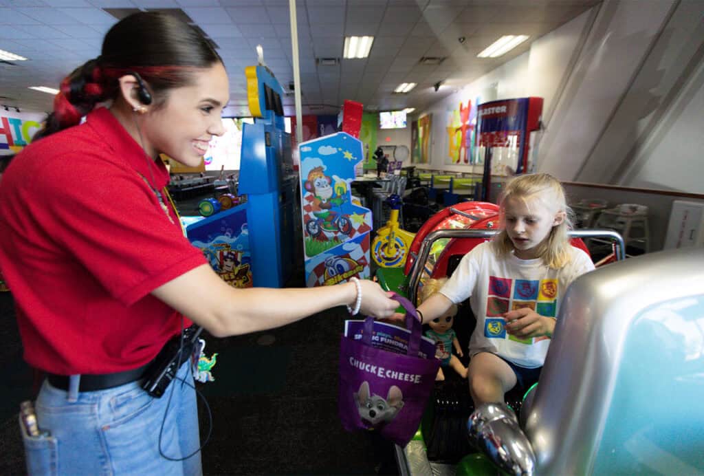 Chuck E. Cheese Kid Check safety system active during Sensory Sensitive Sundays — every child verified before departure