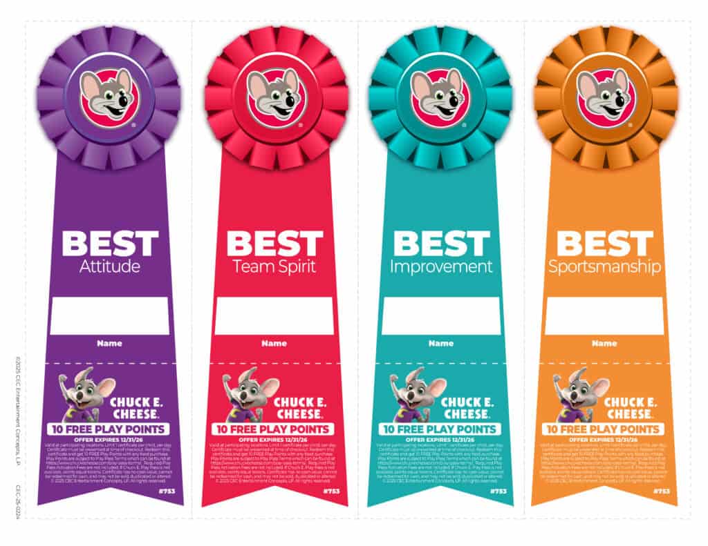 Colorful award ribbons for achievements
