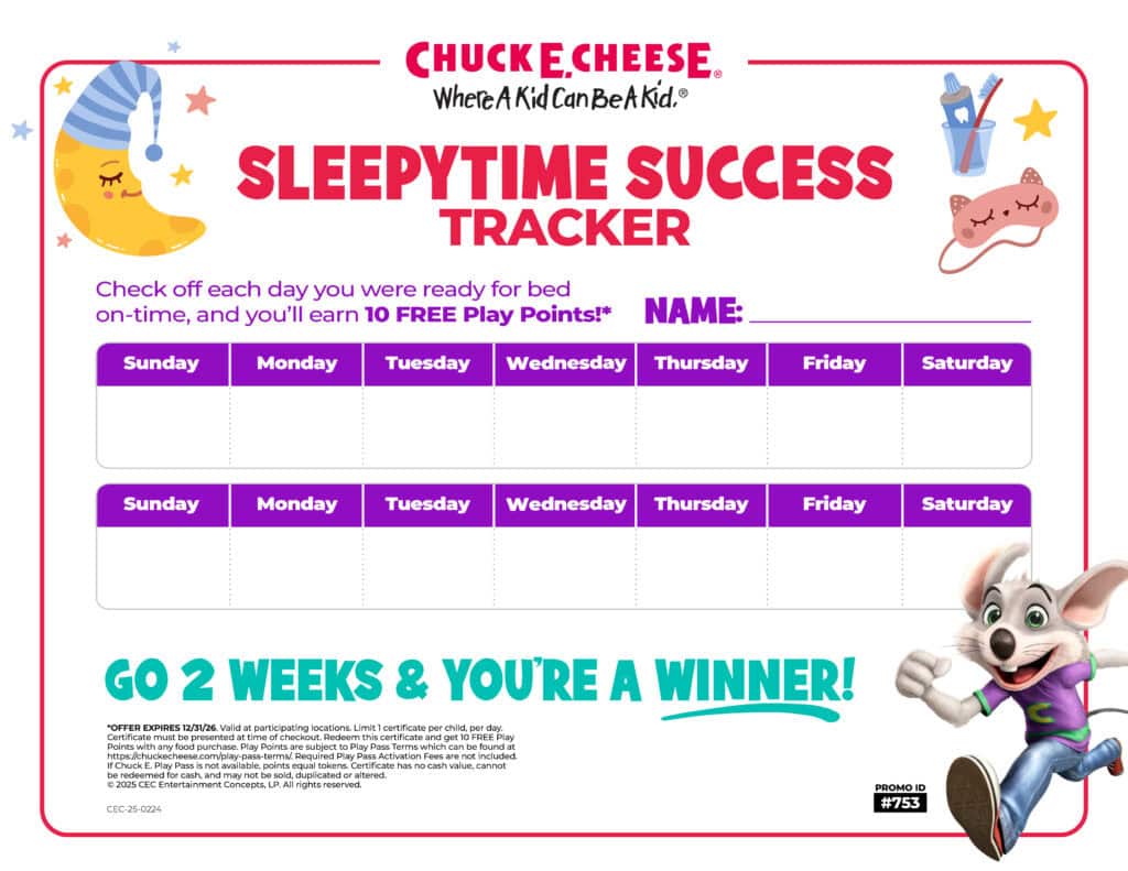 Sleepytime Success Tracker with two-week rows