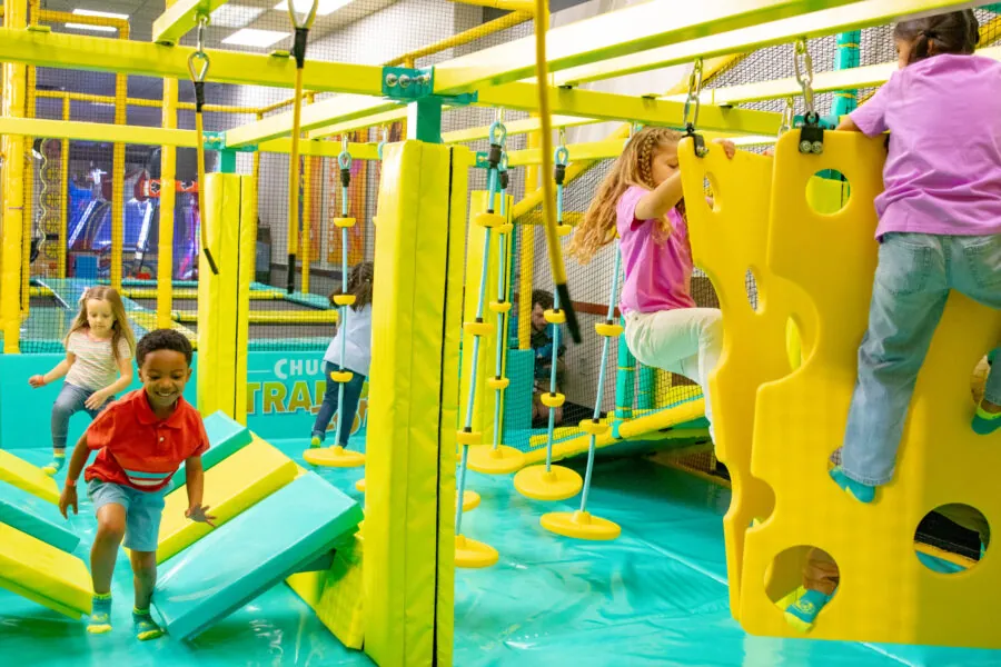 kids playing in an indoor playground