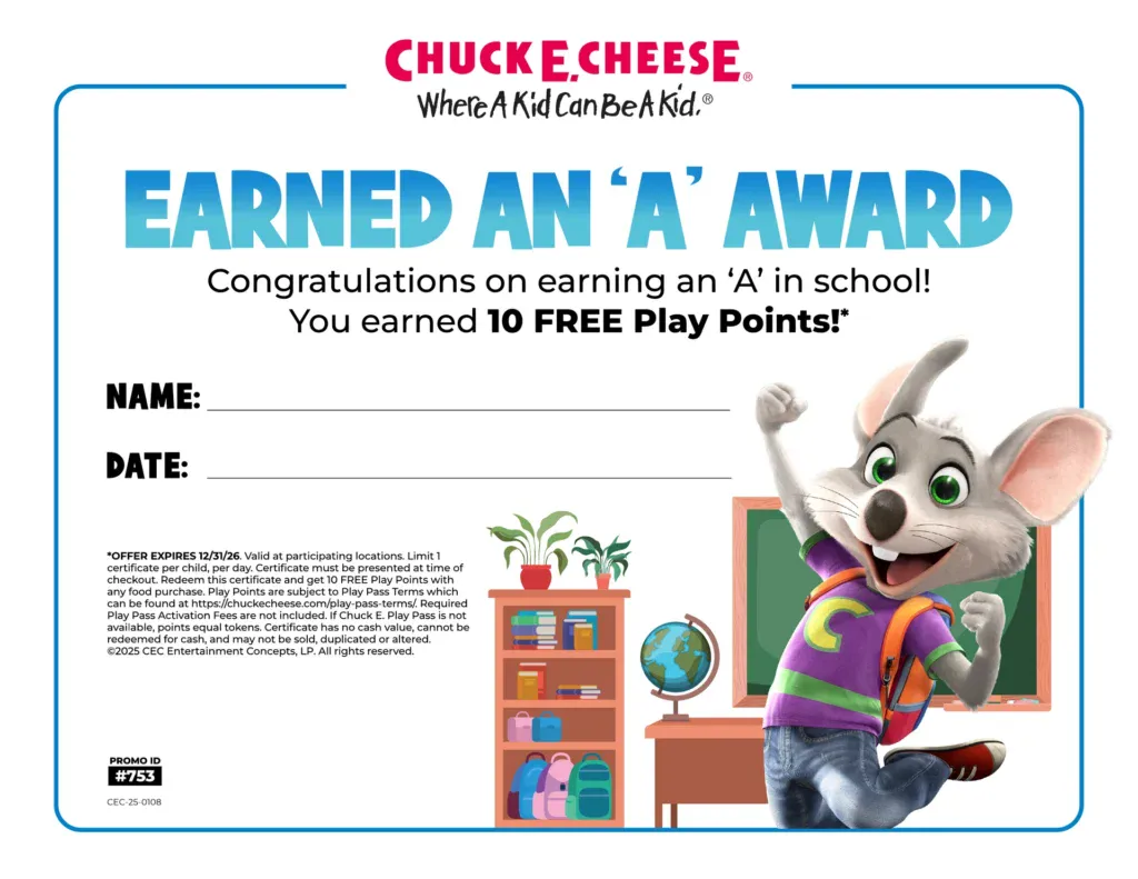 Award certificate for school achievement