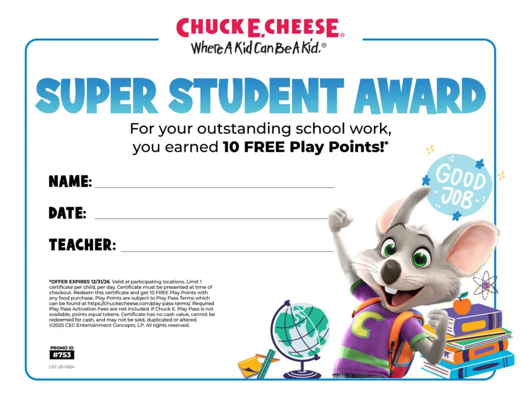 Award certificate for school achievement
